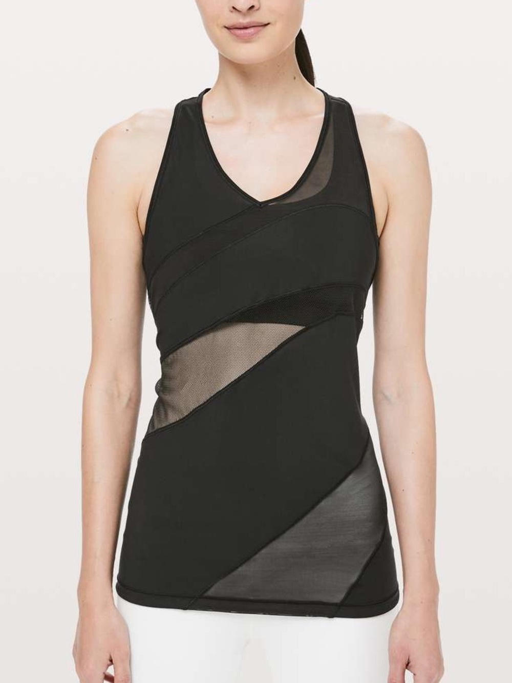 Lululemon Mesh In Motion Racerback Tank Top Black Yoga Pilates Running Gym